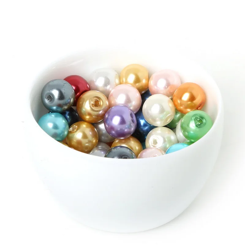 Mixed Colors 4-10mm Round Shape Imitation Glass Pearl Beads for Jewelry Making