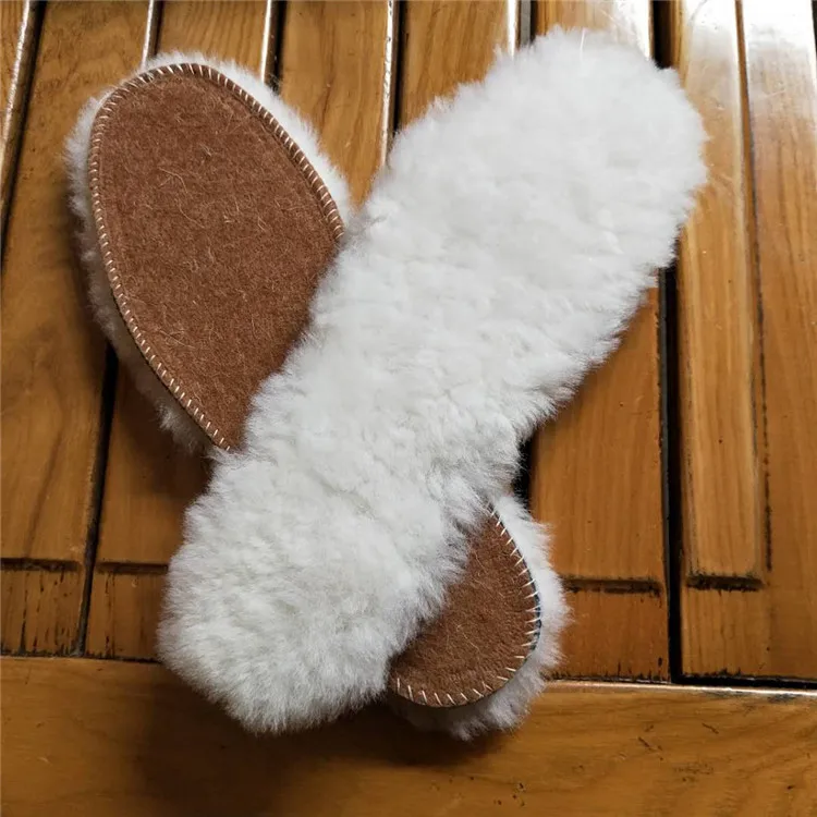 NATURAL WINTER SHEEP WOOL INNER SOLES THICK FUR INSOLES NEW