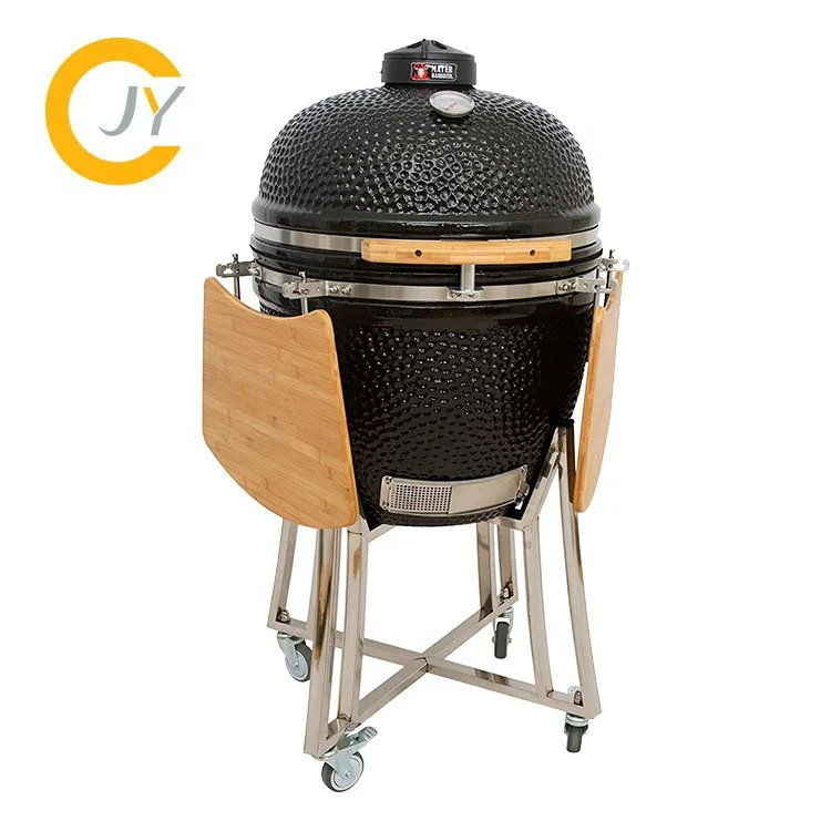 Outdoor Camping Kamado BBQ Style Black Ceramic Grill