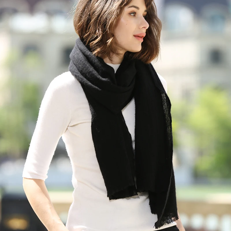 inner mongolian ladies winter plain color 50% yak wool 50% lambs wool scarf shawl designer custom logo men wool luxury jfmnr