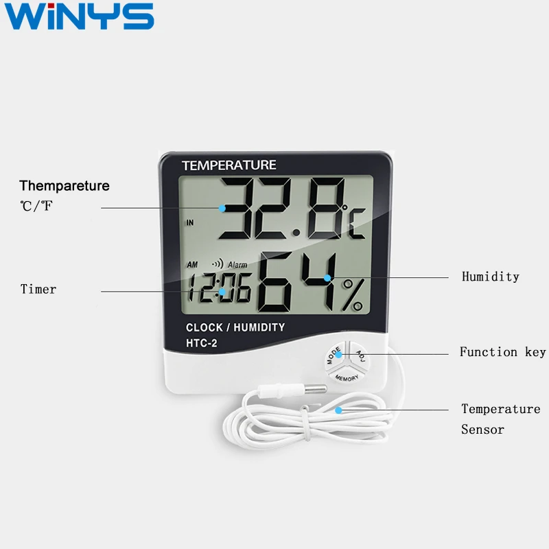 HTC-2 Digital Indoor&outdoor LCD Thermometer Hygrometer With Timer