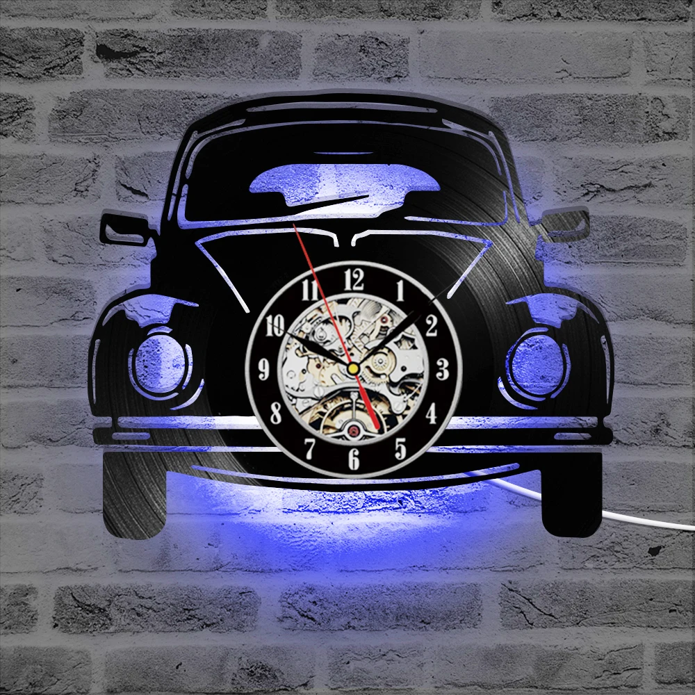 Preciser Hollow 3D Car Vinyl Record Clock Creative Antique Style Hanging Clock Classic Home Decoration Wall Clock
