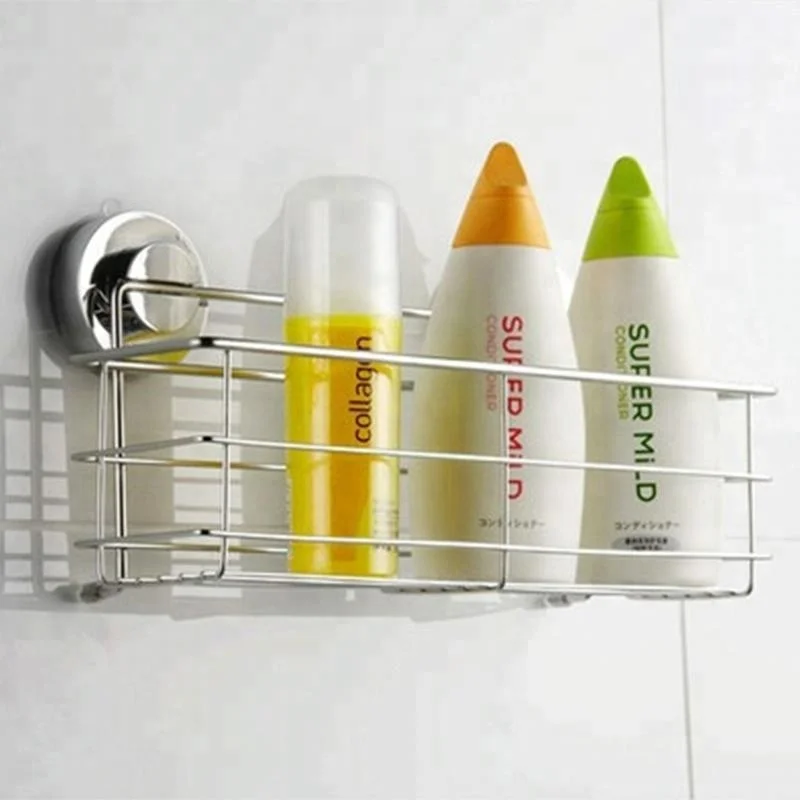 Kitchen Bathroom Organizer Vacuum Suction Cup Bathroom Wall Shelf Storage Basket