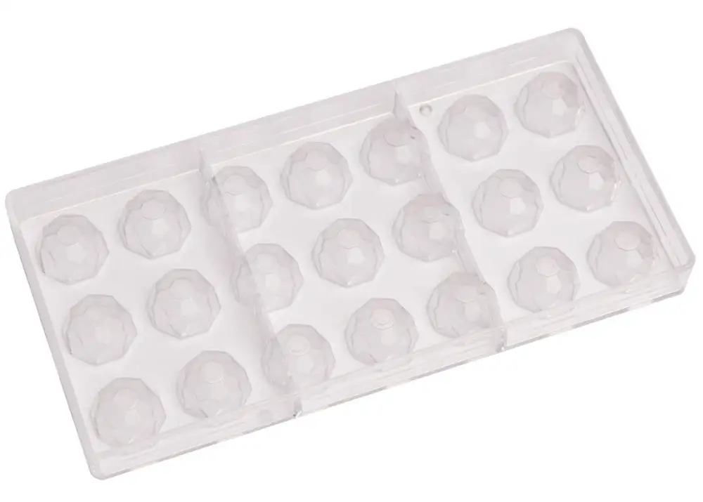 21-Piece Custom Diamond Clear Polycarbonate Chocolate Mold Food Standard Half Round 3d Chocolate Mold