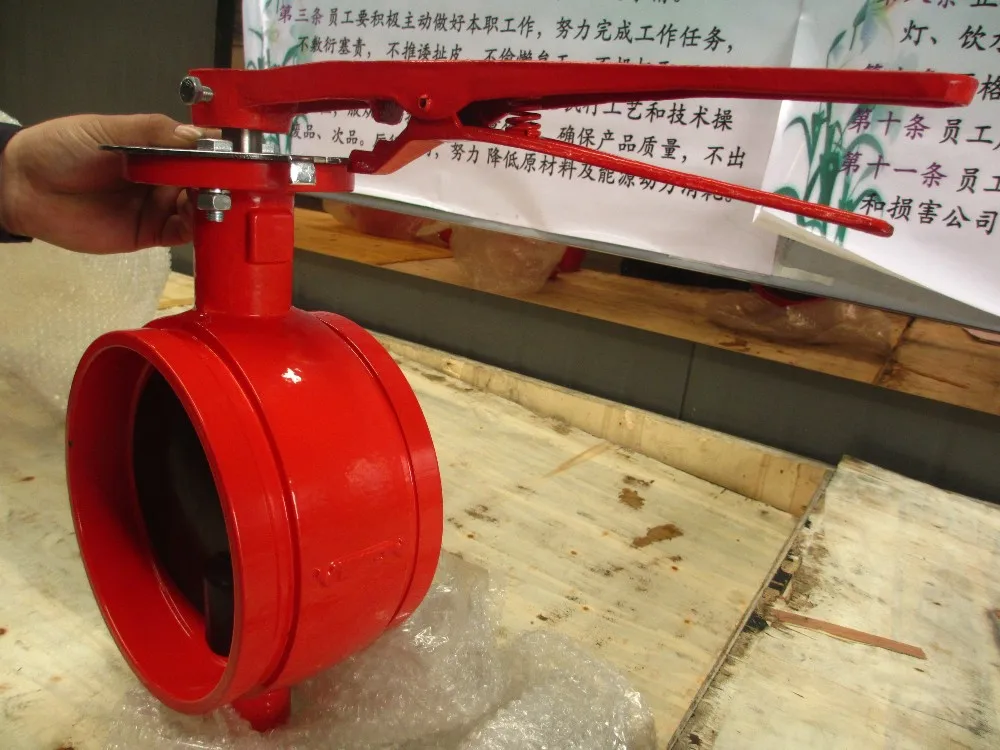 ASTM A536 rubber Grooved Butterfly valve Manual Ductile iron butterfly valve  grooved end   fire safe fire fighting