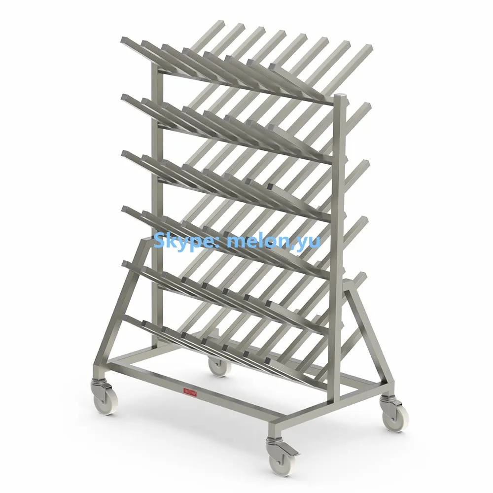 48 Pairs Double Side Stainless Steel Boot Rack With Wheels