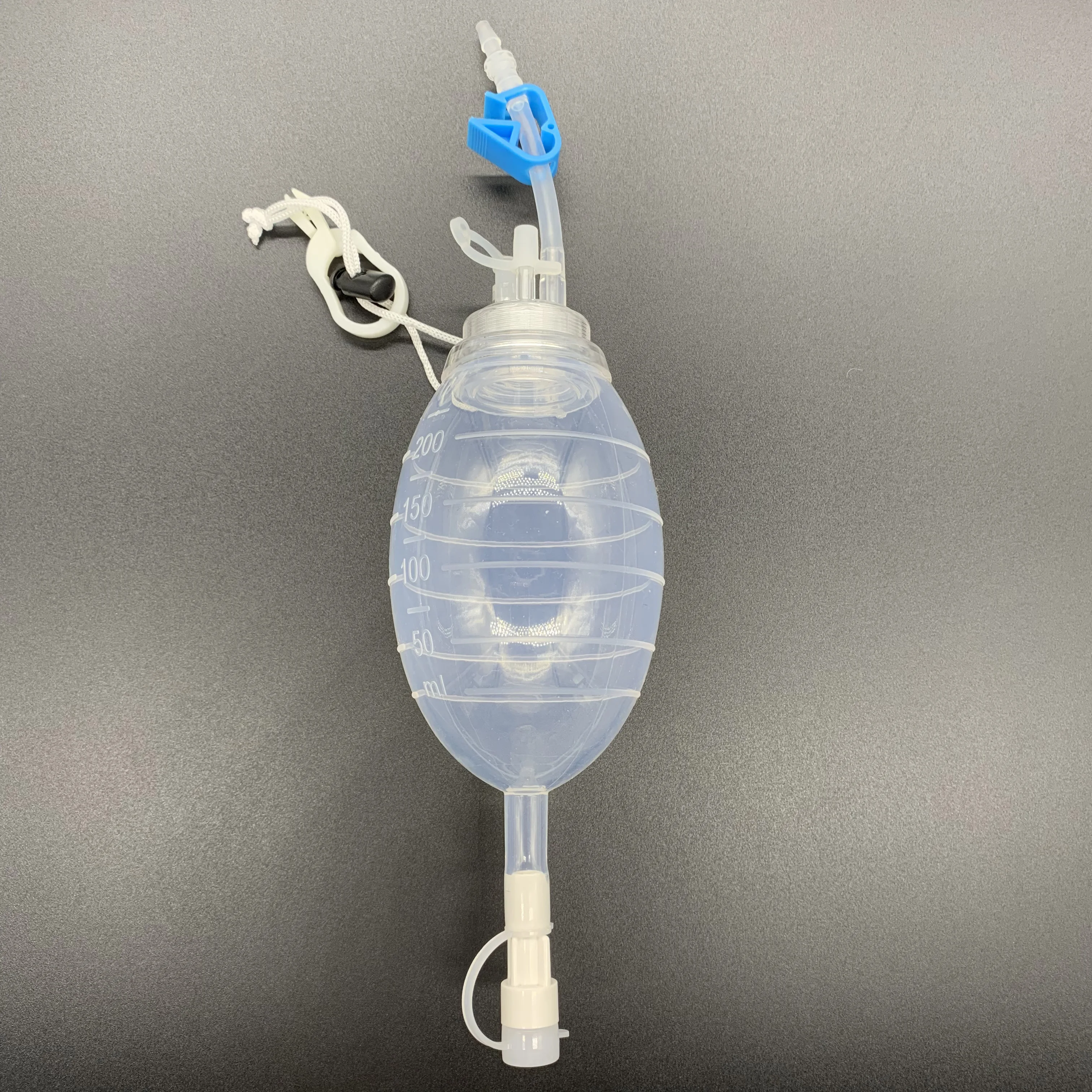 Medical silicone wound drainage reservoir with negative pressure suction and surgical drains