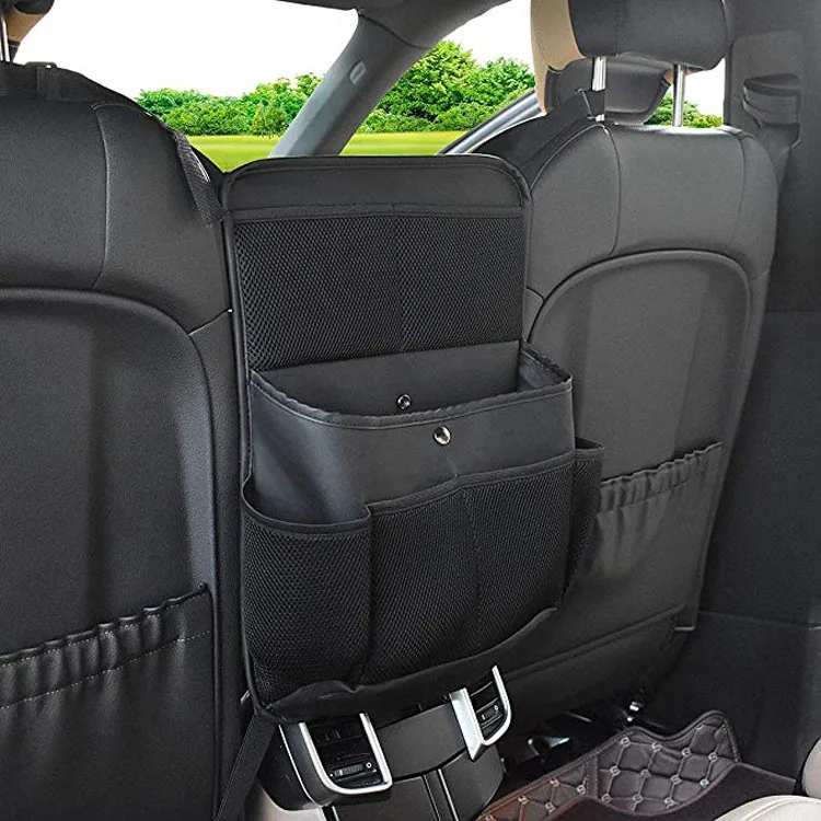 Auto car seat back hanging trunk space organizer storage bag with multi-use adjustable strap