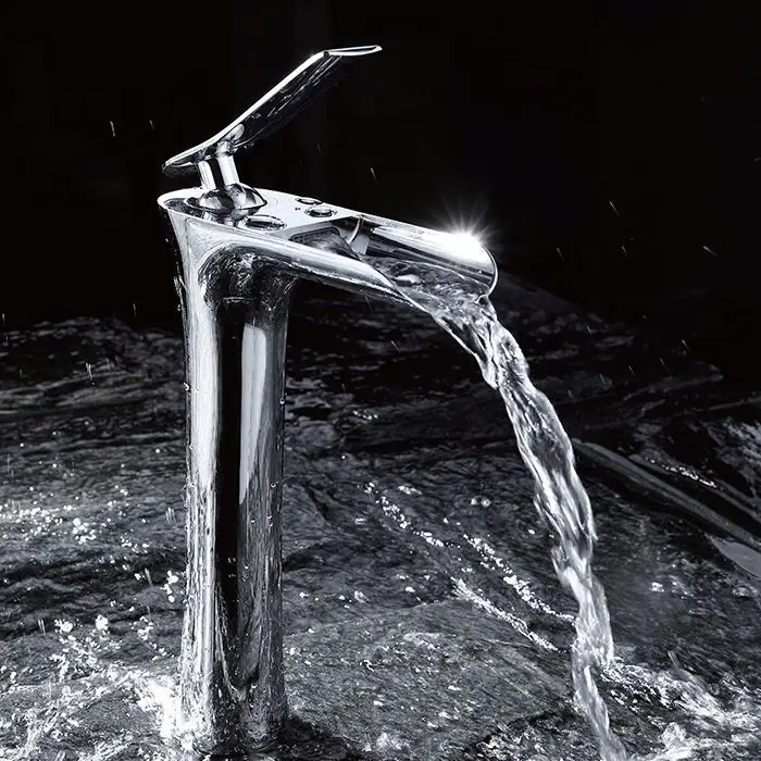 
Manufacture hot morden unquie design bathroom sanitary ware chrome waterfall basin faucet 