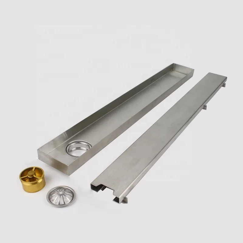 Bathroom floor drains stainless steel linear shower drain with elegant metal drain grate cover