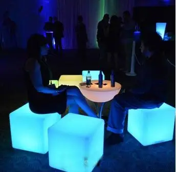 LED cube seat lighting/ RGB rechargeable Led cube light chair / Led garden seat for outdoor