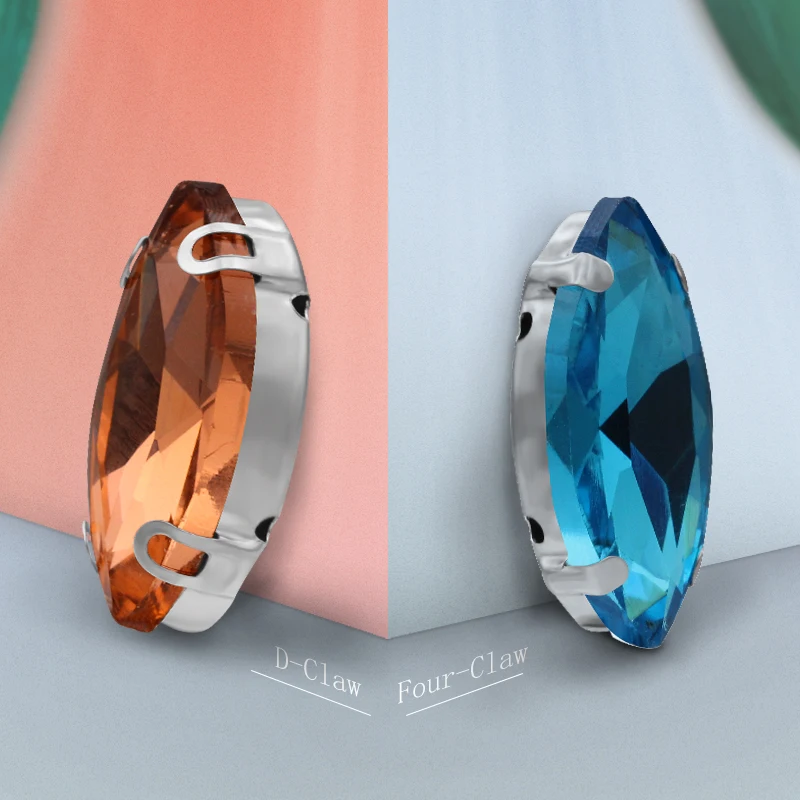 Navette Sew on Rhinestones Glass Stones for Jewelry Making