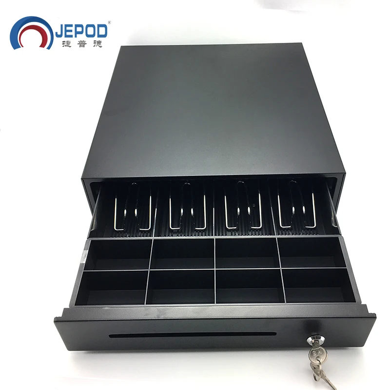 JEPOD JP-001 POS System 5 grids 3sections 4 coin Metal Cash Register cash drawer with hidden cable slot