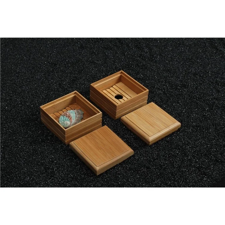 China Factory Cheap Wholesale Custom Logo Portable Travel Home Use Wooden Bamboo Vintage Soap Dish with Drain