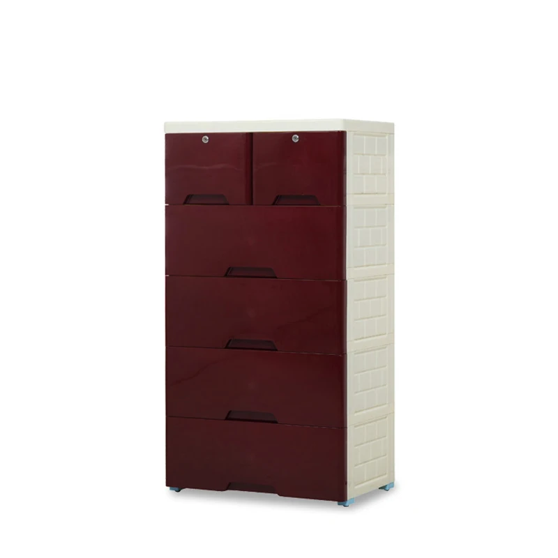 4-Tier Assemble Kids Plastic Storage Cabinet Drawers With Wheels And Locks