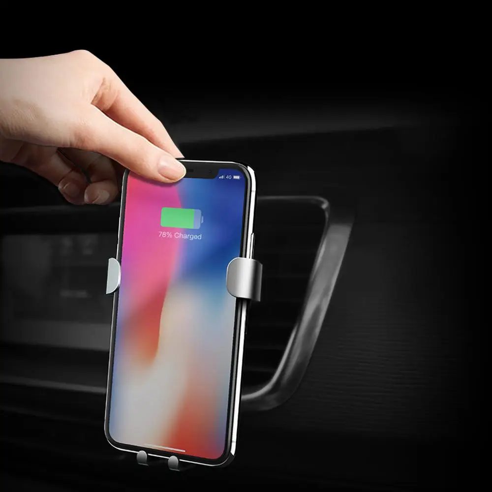 
2 in1Qi 10W Gravity Wireless Fast Charge Car Mount Air Vent Phone Holder Charger Compatible For Iphone and Samsung Smartphones 