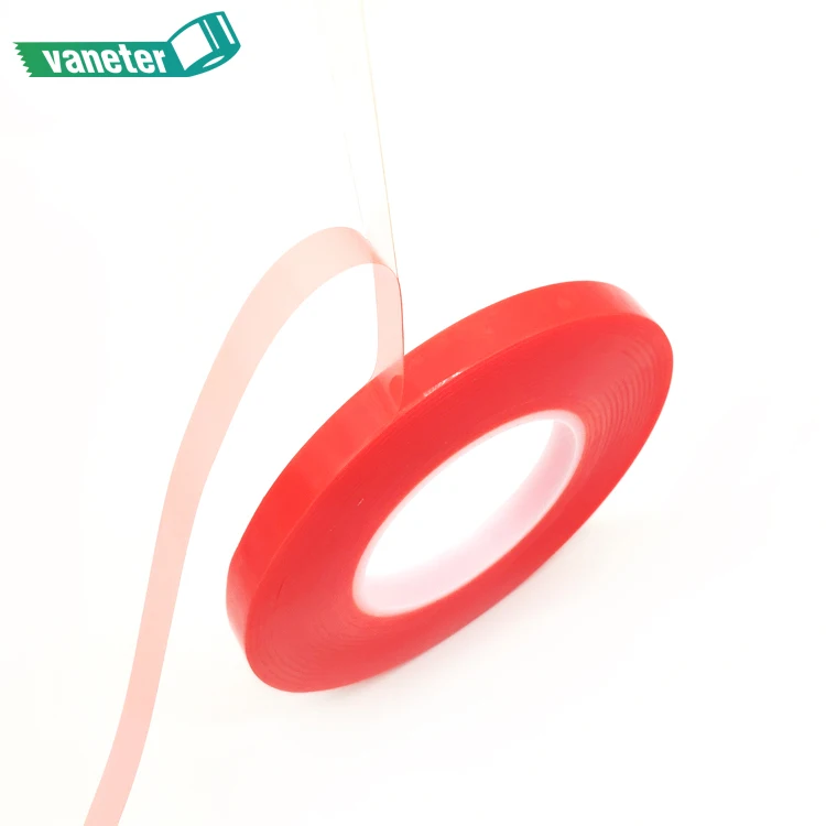 Free sample strong adhesive double sided pet tape with red mopp film for automobile ABS plastic parts