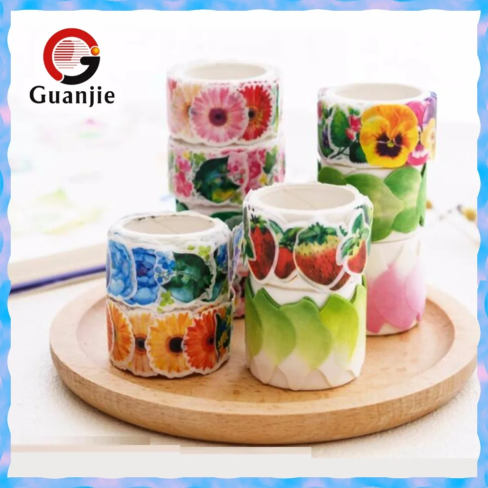 Custom printed petals die cut washi paper tape stickers roll,2017 hot selling!