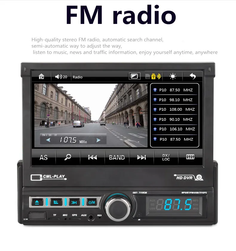 New Single Din 7inch Car DVD Player With FM USB Mirror link Option GPS