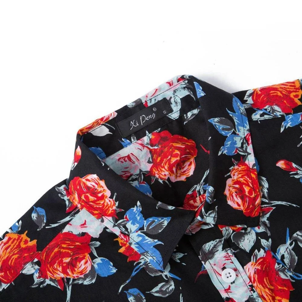 High quality breathable 100% cotton floral printed men casual beach shirt stocks
