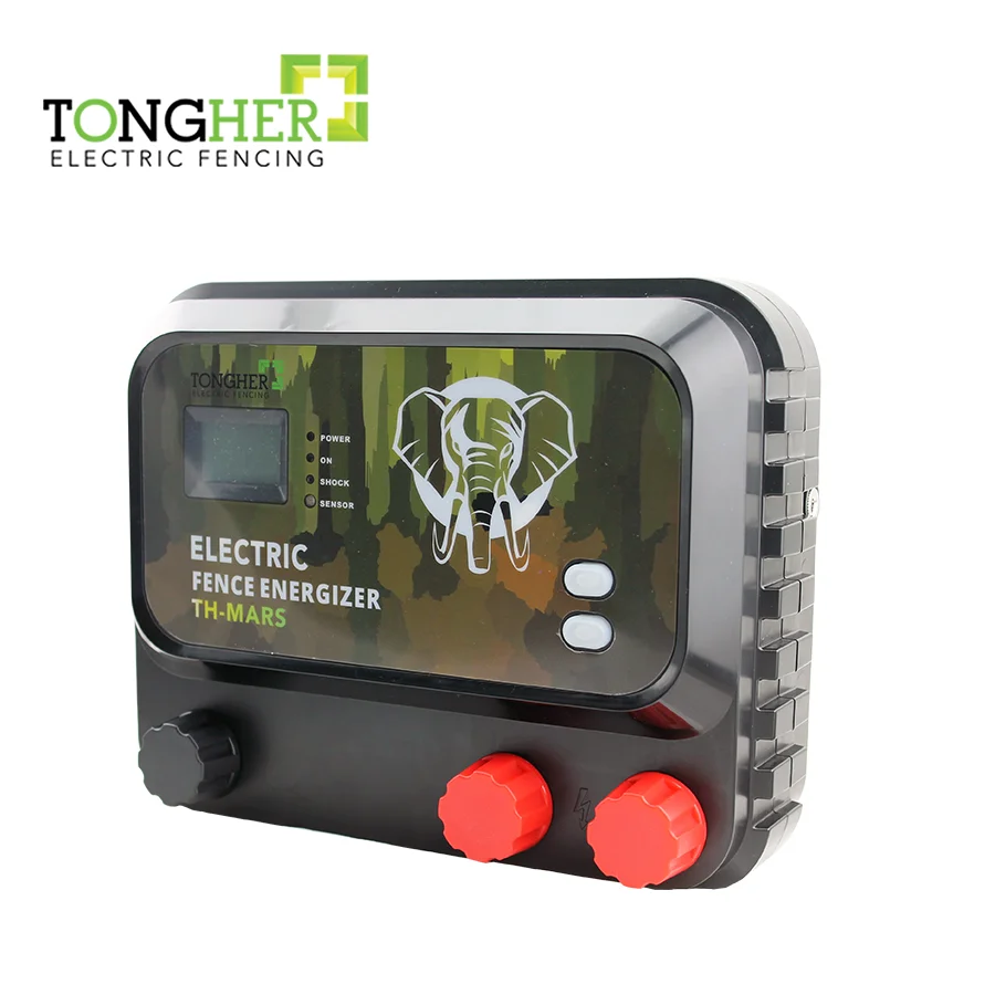 BIG animals! Tongher intelligent large power 12 Joules electric fence energizer for elephants/bear/monkey