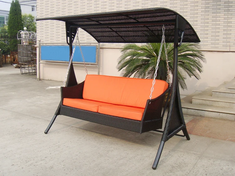 Leisure Garden Hammock Swing Chair With Umbrella Patio Steel Double-seat Lounge With Canopy