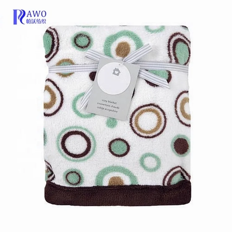 Dot print knitted 100% polyester super soft warm coral fleece baby blanket