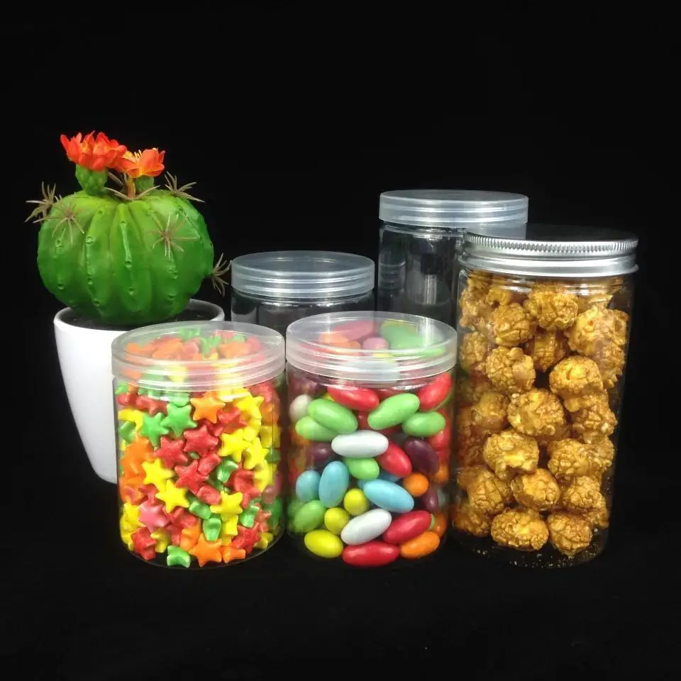 250ml 8 oz wholesale PET transparent food plastic jar with aluminum cap
