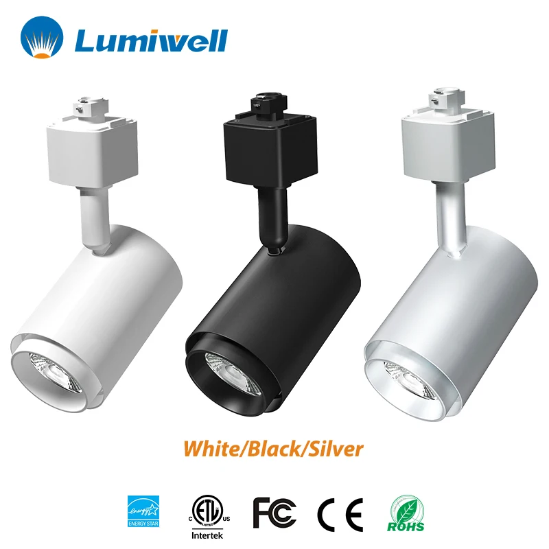 Energy Star ETL DLC High CRI 95Ra Dimmable COB LED Track Light Head With Track Rail