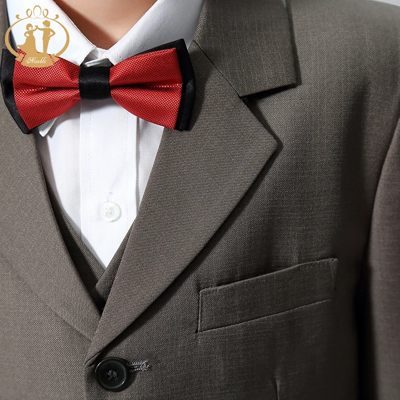 
Nimble Elegant Children Clothes Set 100% Polyester Kid Suit Costumes Brown Color Kids Boy Clothes Set 