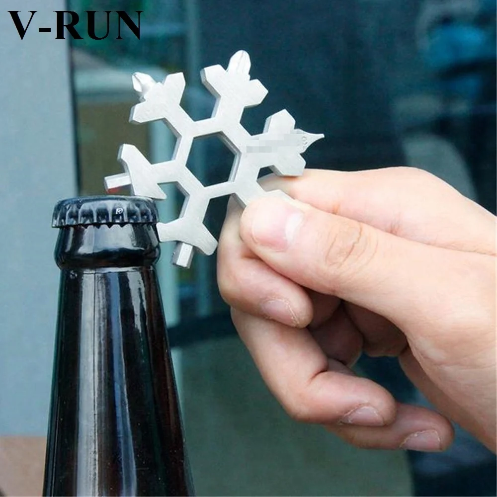 19 in 1EDC metal snowflake keychain snowflake wrench stainless multi tool