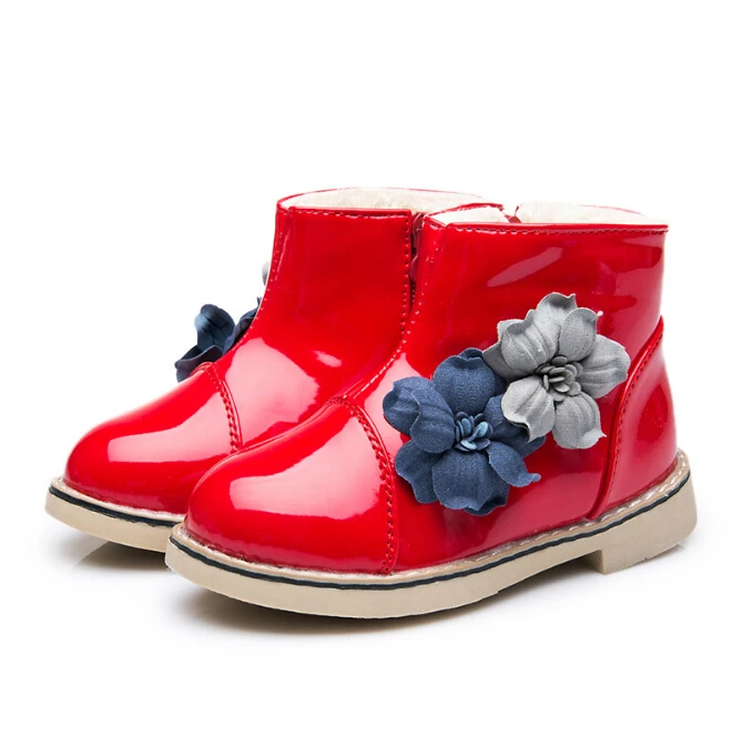 Новинка, модные детские сапоги из искусственной кожи с цветами, детские сапоги принцессы для девочек