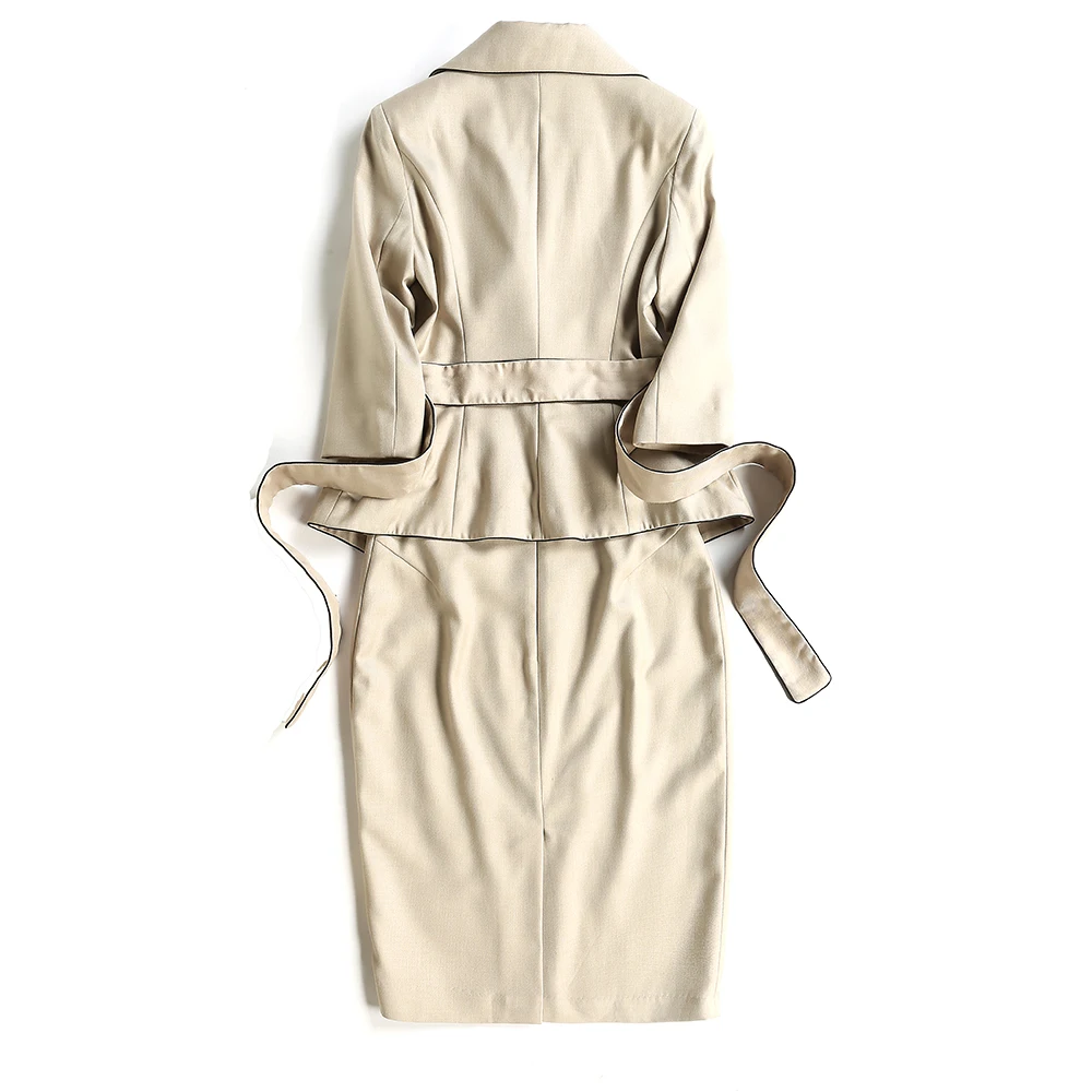 
In Stock New Arrival Women High Fashion Office Lady Three Quarter Sleeve Piping Blazer Skirt Suits Twinset 