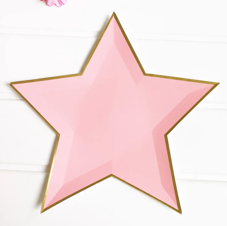 Twinkle Little Star Paper Plates Pink Rainbow Tableware Set Boy Girl Baby Shower Birthday Party Decoration Paper Star Plate