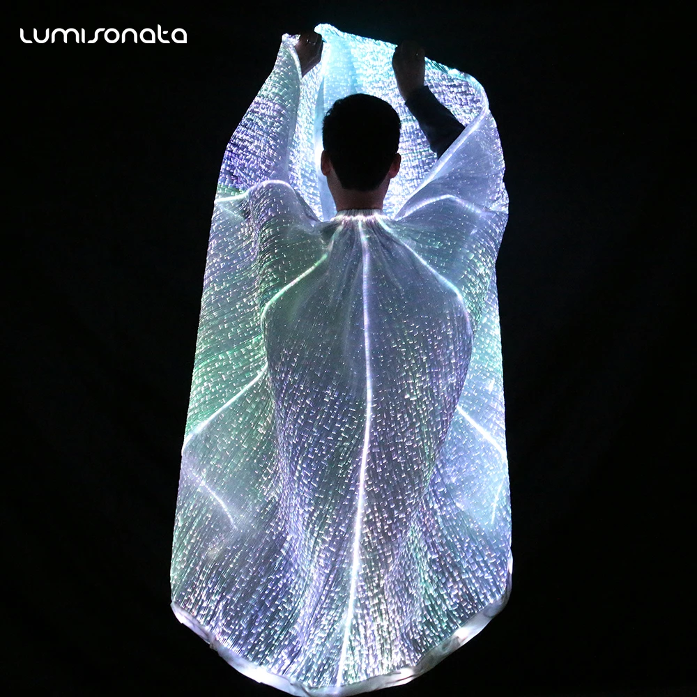 Festival Costume Smart Rainbow Super Party Fiber Optic Fairy Light up Angel Butterfly Isis LED Belly Dance Wings for Dance