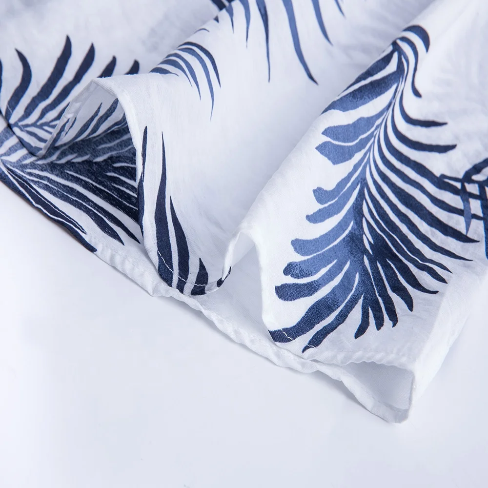 In stock man short sleeve beach hawaiian shirts white men shirt cotton