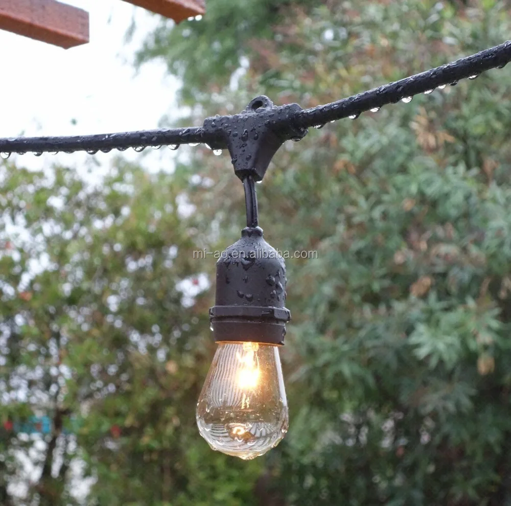 
LED Outdoor Commercial 48ft with 15 Dropped Sockets 2W LED S14 Bulbs included Weatherproof Vintage Edison String Lights 