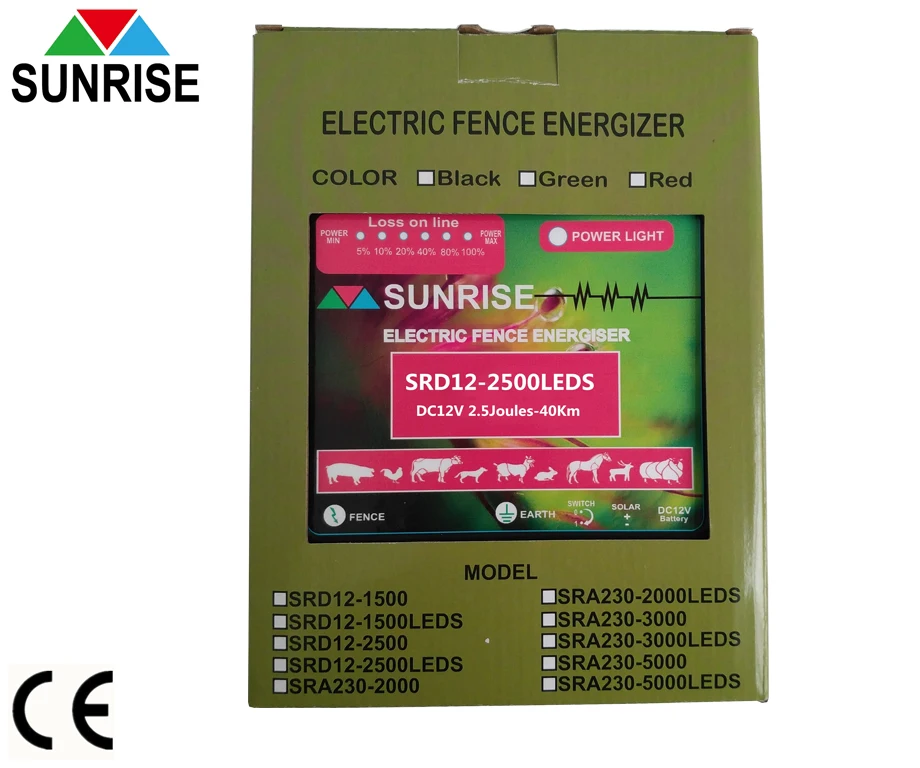 
PV protection Solar & battery electric fence energizer electric fencer 12 v battery fence energizer 