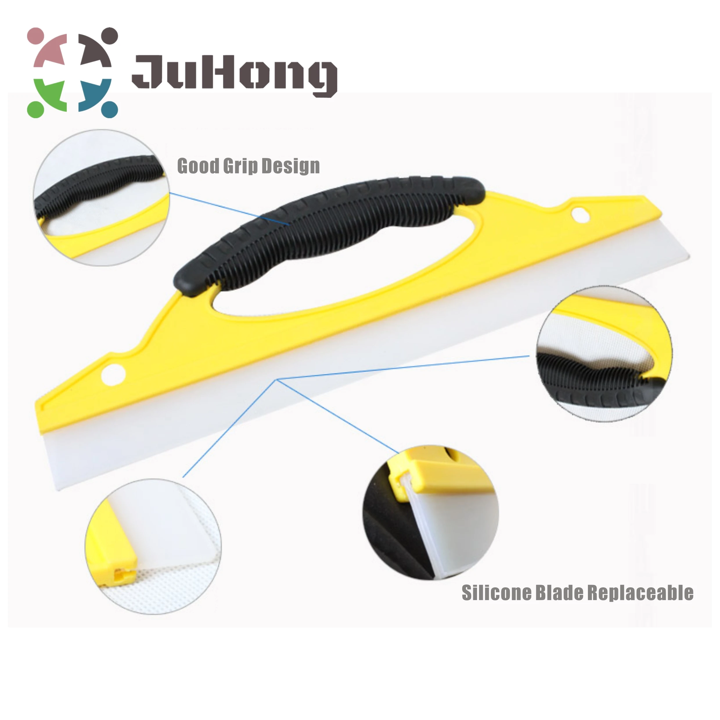 All Purpose Squeegee for Shower Window Car Glass Yellow Frame Soft Silicone Blade Cleaning Kits Door Wall Tile Glass