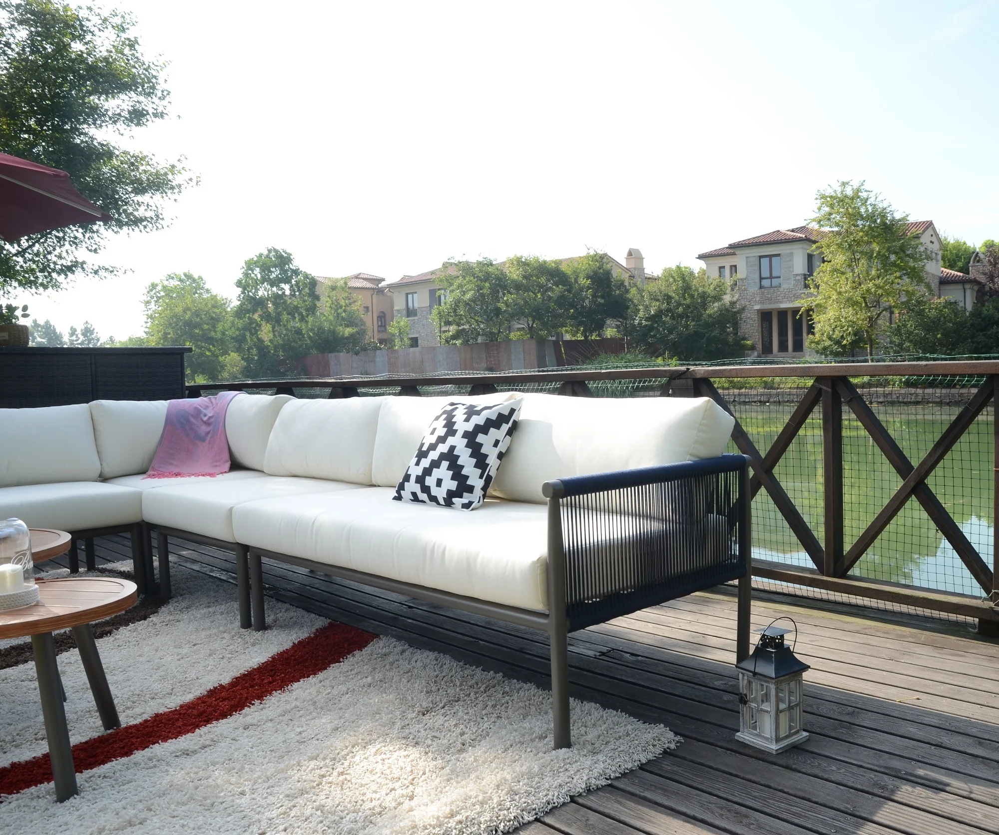 2019 Moda Casual  Outdoor Patio Rattan Garden Rope Furniture Corner Sofa Set