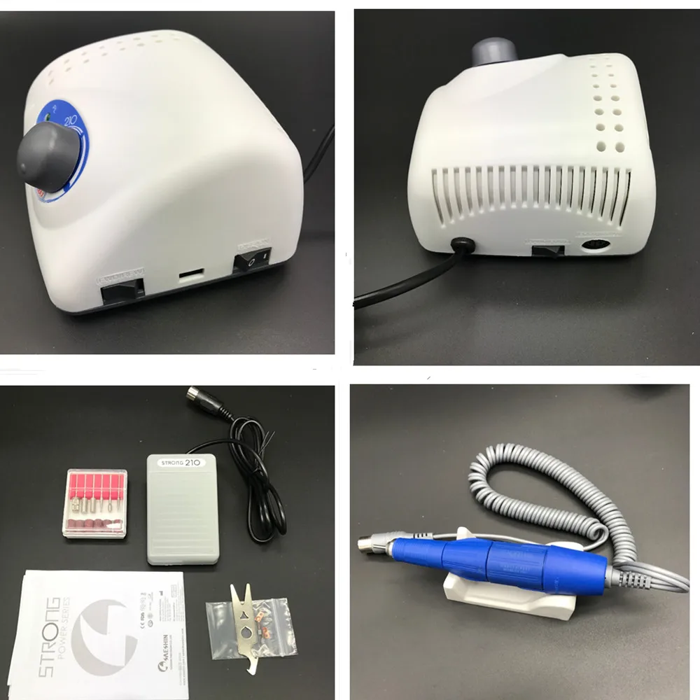 Electric Nail Drill Strong 210 Manicure Machine Pedicure Electric File Bits Nail Art Equipment