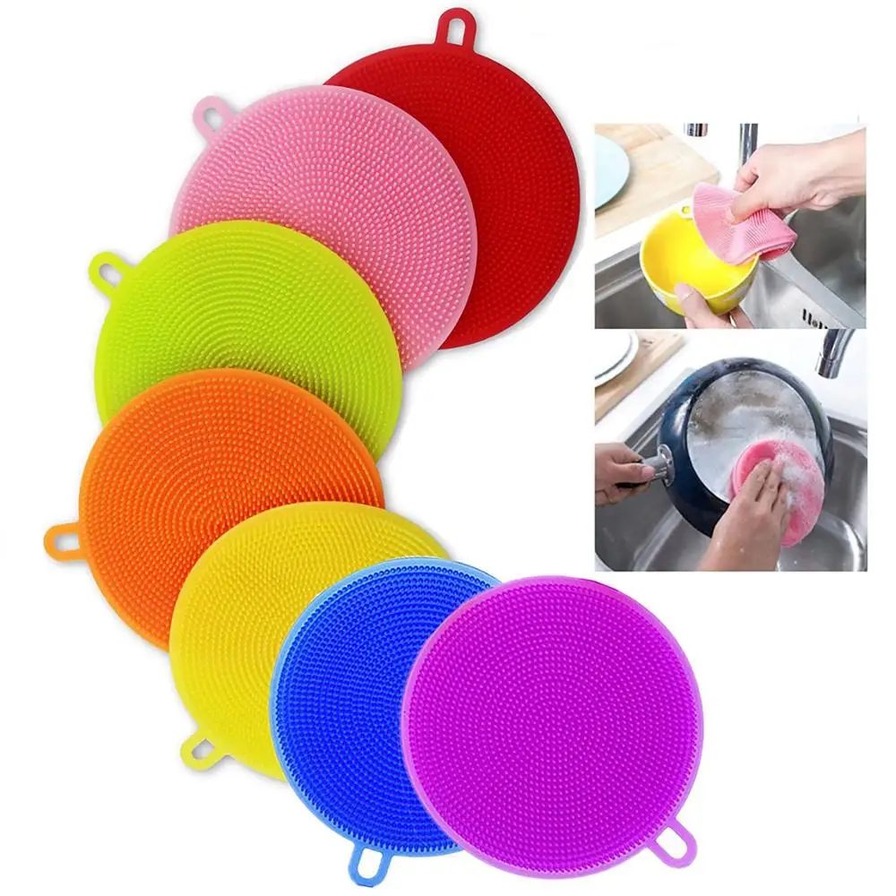 Silicone Dish Washing Sponge Scrubber Kitchen Cleaning Tool Soft Cleaning Brush Kitchen Dishwashing Tools