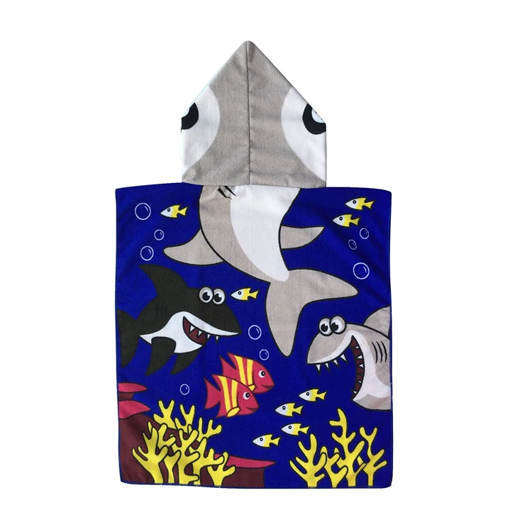 OEM 100 % microfiber animal hooded baby kid poncho beach wrap bath towel robe for kids
