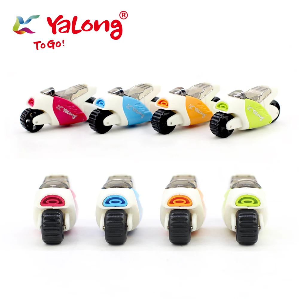 Yalong  motorcycle design pencil sharpener ABS&alloy steel material blister packaging pencil sharpener for students