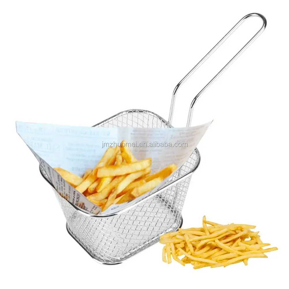 
Stainless Steel Mini French Fries Small Gold Chip Metal Square Baskets 