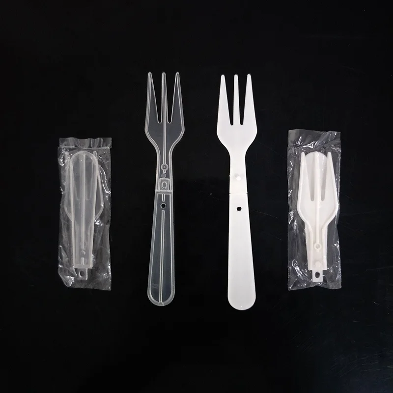 Individually Wrapped PP Mini Fork Disposable Folding Plastic Fork Cake Fork