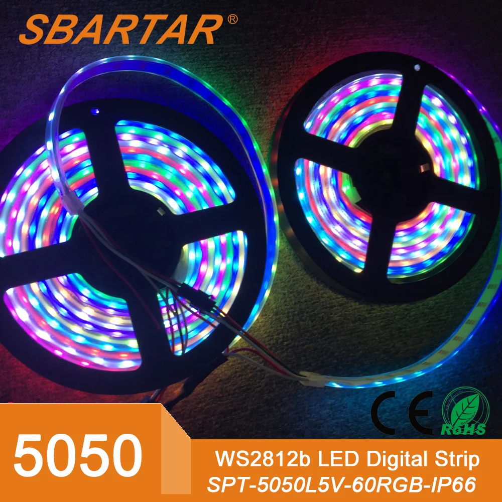 5 В Гибкая 5050 WS2812B Мечта Цвета СВЕТОДИОДНЫЕ Ленты Освещение Лента Лента