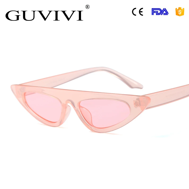 GUVIVI small sunglasses fashion cool Cat eye sunglasses personality man woman Pink sunglasses 2018