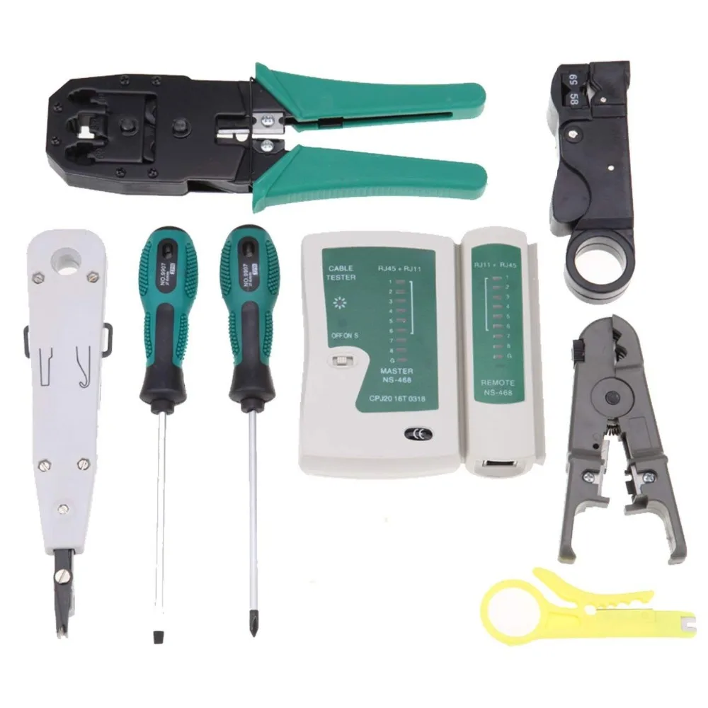 Glory Professional Crimping Cutting Stripping Hand Tool Set Network Cable RJ11 RJ45 Construction Kit Herramientas De Caja