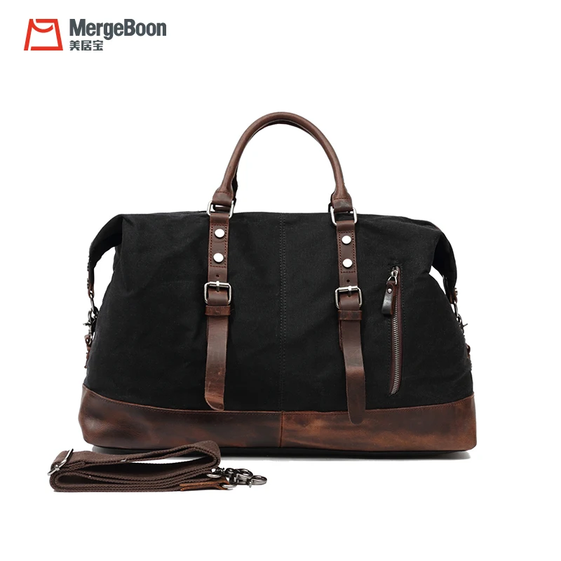 Водонепроницаемая Вощеная холщовая и натуральная кожаная дорожная сумка для выходных